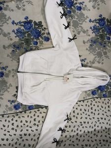 White Hoodie with Bow Detail