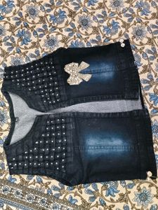 Denim Embellished half jacket for 5-7 years girl