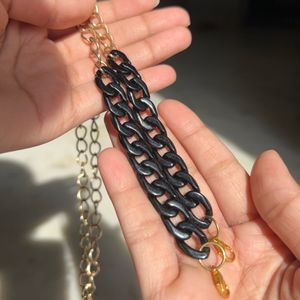 26.5” Mask Chain, Single Color Black With Gold
