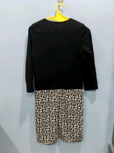 Geometric Print Bodycon Dress with Blazer