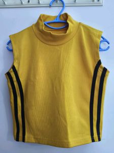 Yellow Sleeveless Turtleneck Top