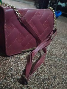 Burgundy Quilted Crossbody Bag
