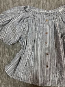 Puff Sleeve Blouse With Front Buttons