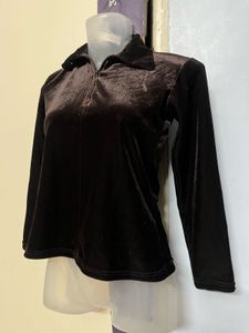 winter Brown Velvet Top