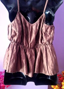 Brown Peplum Tank Top
