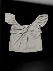 Cream Twist Front Crop Top