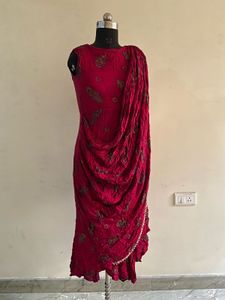 Maroon Draped Dress