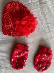 Baby Mittens And Caps Combo