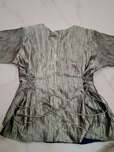 Metallic Grey Corset Top