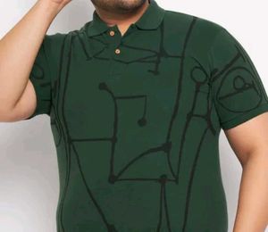 NU EARTH Men's Printed Polo Neck T-shirt