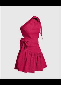 Burgundy One Shoulder Bow Dress