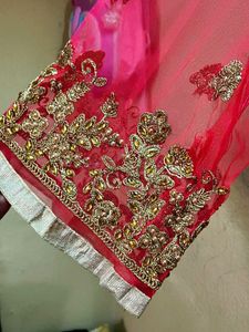 ❣️❣️tomato Red &amp; Gold heavy frock with heav