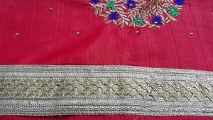 Embroidered Red &amp; Gold Saree