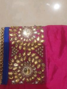 Hot Pink Kundan Work 36 Bust Blouse