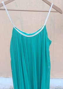Strappy Grecian Blue-Green Pleated Gown