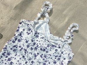 Lavender Bloom Ruffle Strap Dress