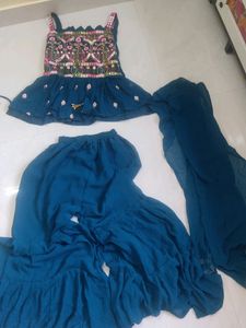 Embroidered Blue Top &amp; Shorts Set