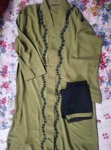 Elegant Olive Green abaya Set