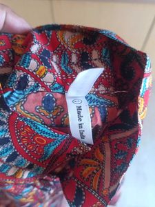 Patterned Sleeveless Jumpsuit with Belt