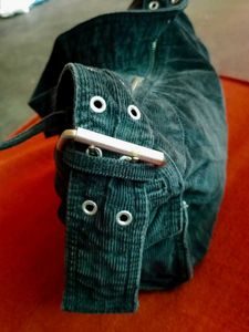 Dark Grey Jeans Velvet Shoulder Bag - Y2K Style