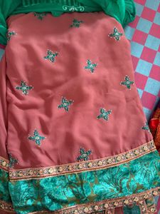 Elegant Embroidered Saree In Lehnga Style