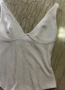 Ribbed White Bodysuit