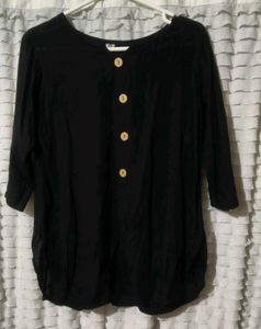 Black Button-Down Top