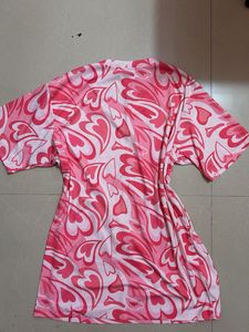 Pink y2k Patterned T-Shirt