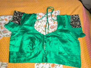 Parrot Green Blouse With Black Border