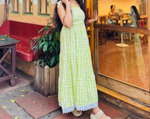 Green Gingham Maxi Dress