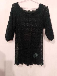 korean Crochet black top