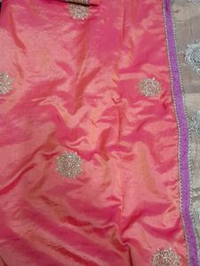 Elegant Embroidered preety wide border  Saree