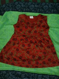 Red Floral Print Sleeveless Dress