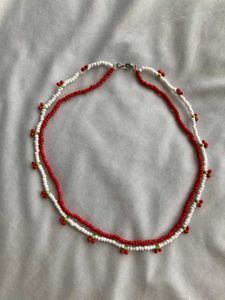red & white cherry necklace
