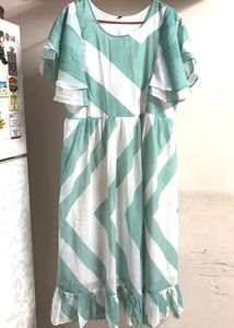 White&sea Green Flowy Dress