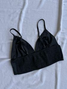 Black Satin Bralette Top