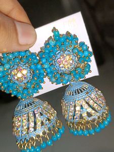 Blue Jhumka Earrings