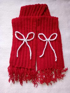 Mikasa Red Knitted Scarf with Bows