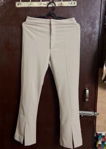 Split Hem Beige Pants