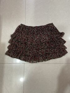 Floral Ruffle Mini Skirt