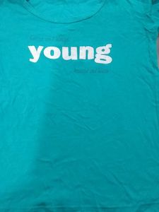 Turquoise 'Young' Graphic Tee