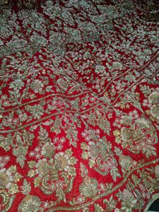 maroon dabka work bridal lehanga