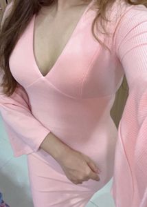 Pinkish Peach Flared Sleeve Dress