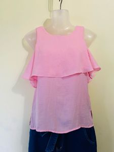 Pink Cold Shoulder Top