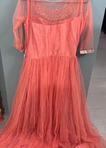 Elegant Orange Ethnic Gown