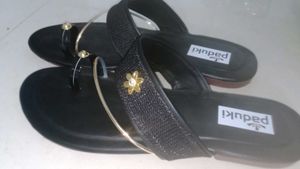 Black &amp; Gold Paduki Sandals