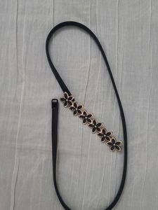 Black Floral Stretch Belt