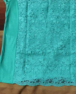 Olivia Lauren Women Green Shiny Lace Casual Top