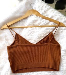 Brown Knit Crop Top