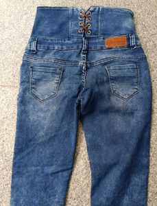 High-Waisted Denim Jeans, 30 Size